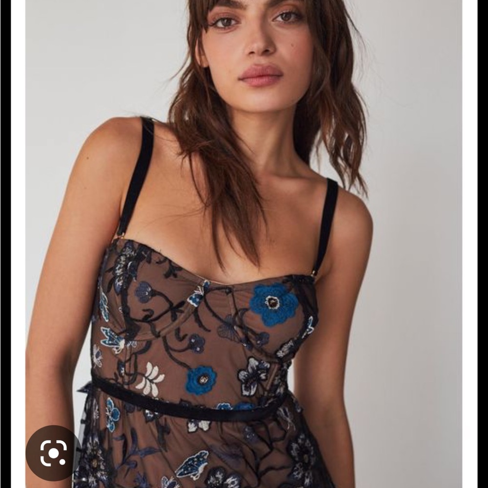 For Love And Lemons Black and Blue Floral Maxi Dress - Picture 4 of 13